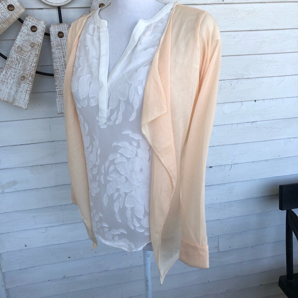NEW! Soft Peach Waterfall Open Front Cardigan - Picture 2 of 6